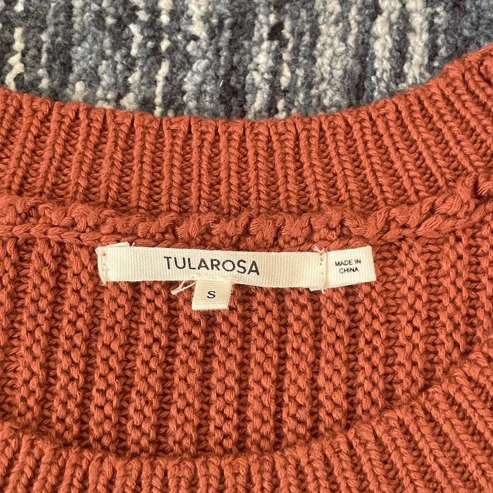 Tularosa Ribbed Knit S Sweater Rust Orange Flare Sleeve 70s Inspired